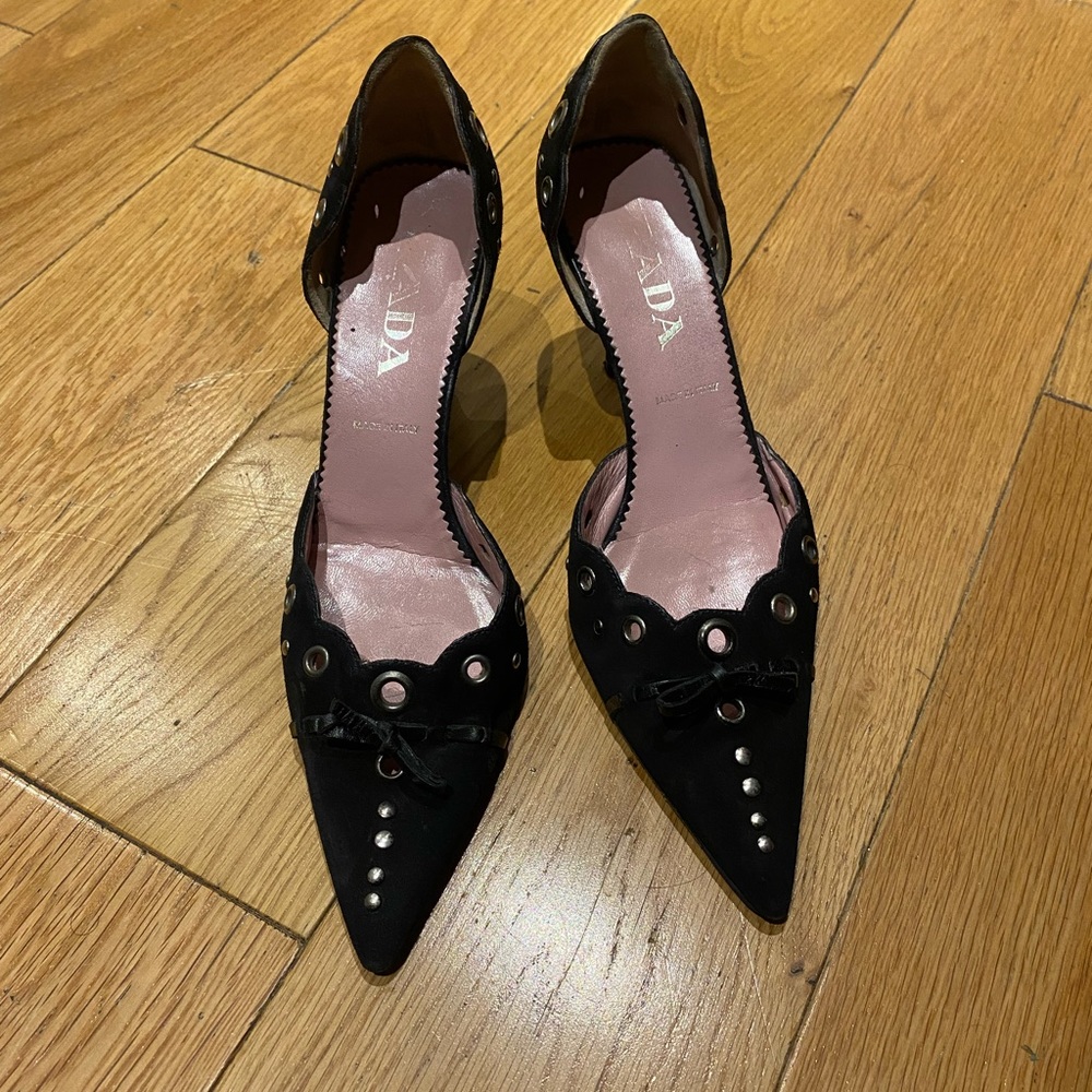 Prada grommet kitten heels